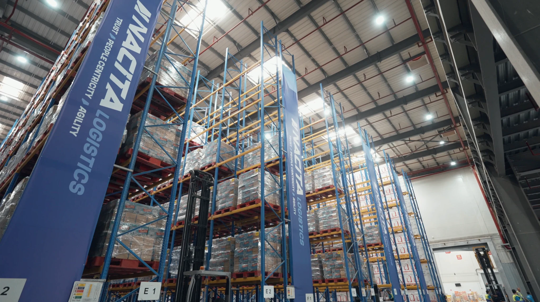 Interior of a Nacita Logistics warehouse with tall storage racks